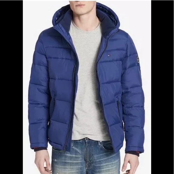 Tommy Hilfiger hooded puffer jacket royal blue L